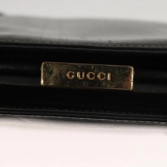GUCCI Shoulder Bag Leather Black Gold 007 2046 0268 Auth BA1194 - Picture 7 of 16